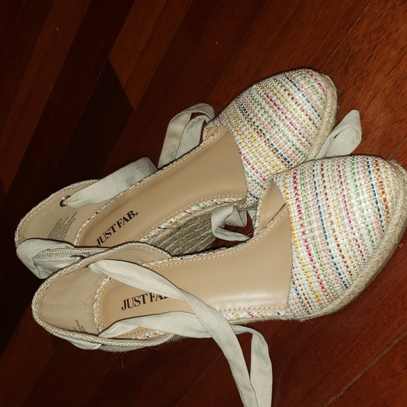 JustFab Shoes - Beige Strappy Wedges Platform Sandals